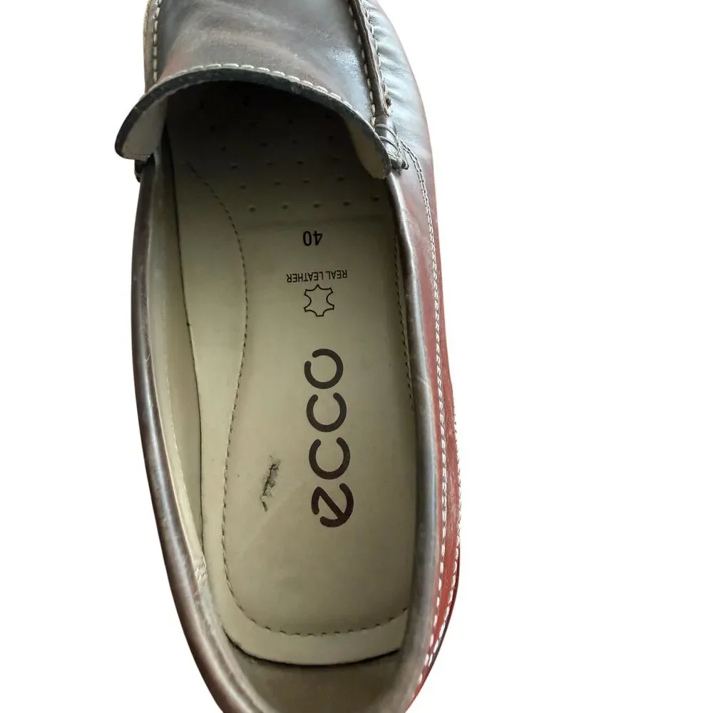 ECCO Fusion II Men's Cocoa Brown Leather Slip-On Moc Toe Loafers